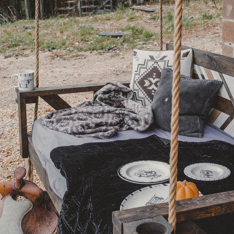 Full/Queen Southwestern Geometric Wool Blend Throw Blanket