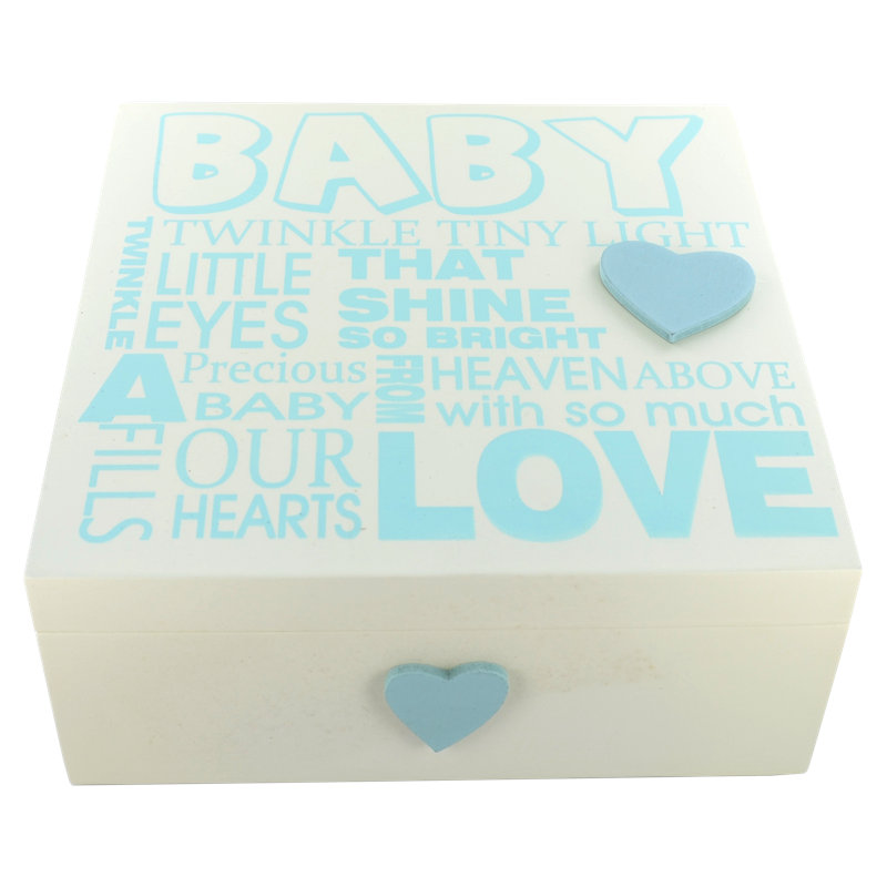 Arnger Handmade Solid Wood Memory Box, Blue