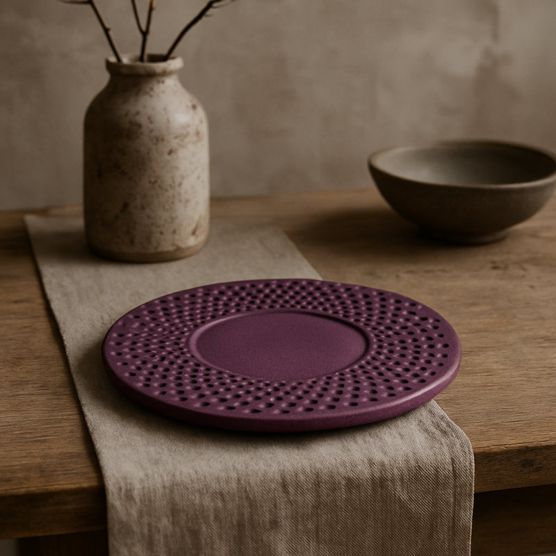 Metal Round 1 Piece Trivet, Purple