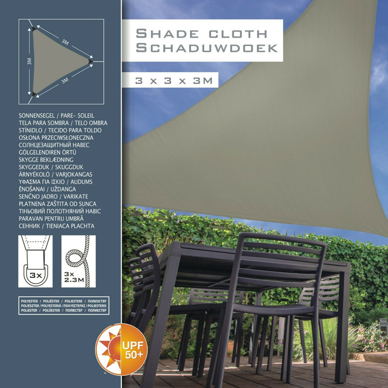 3m x 3m Triangular Shade Sail, Sage