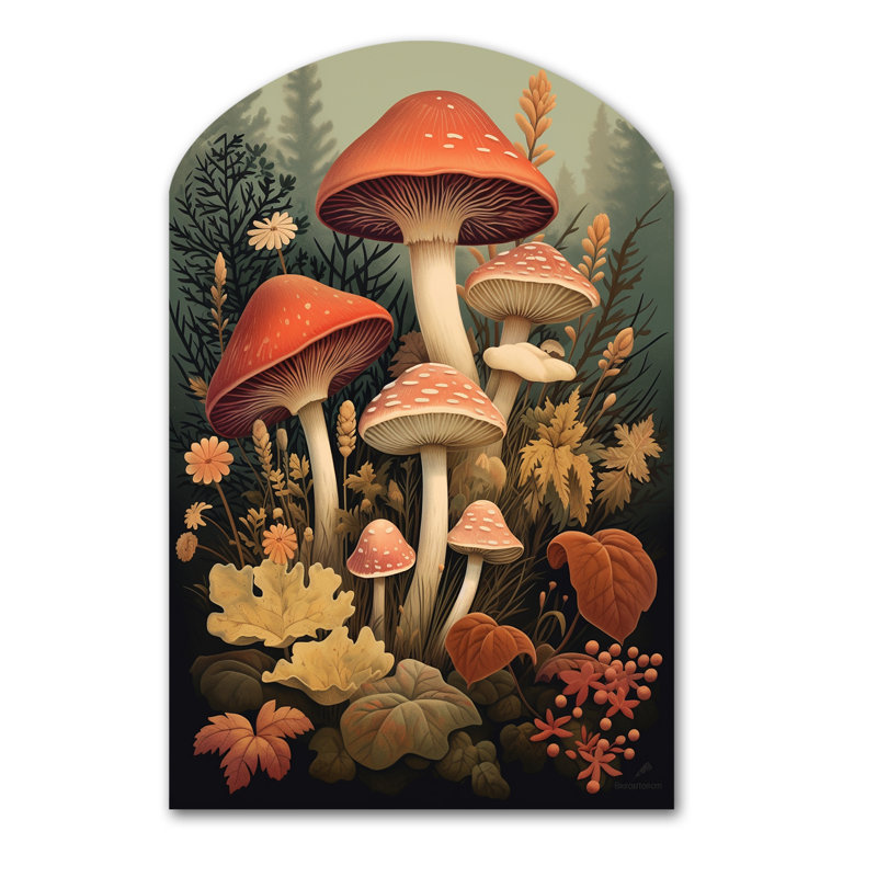 Linton - champignon arche, art mural asymétrique, H 34 po x l 25 po