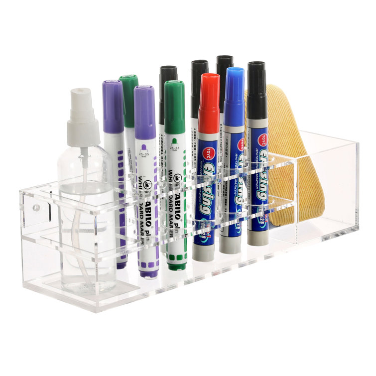 Clear Acrylic All-in-One Whiteboard Marker Holder Wall Rack with