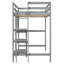 Lit mezzanine simple en bois avec tablettes, bureau et tableau d'écriture - Gris (OLD SKU: LT000320AAE)-1286697906