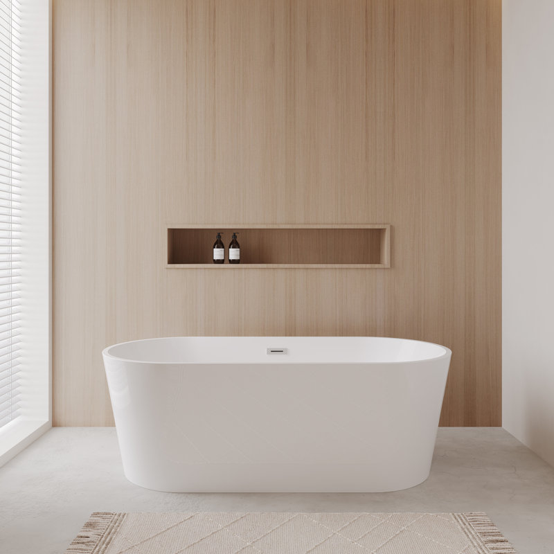Carissa 67'' x 32'' Soaking Acrylic Bathtub, Polished Chrome