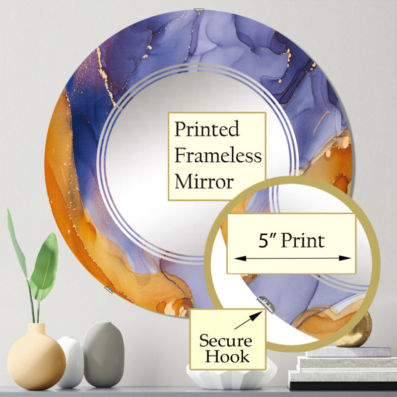 Miroir mural moderne mauve à motif abstrait fluide et fluide III, 24 po x 24 po
