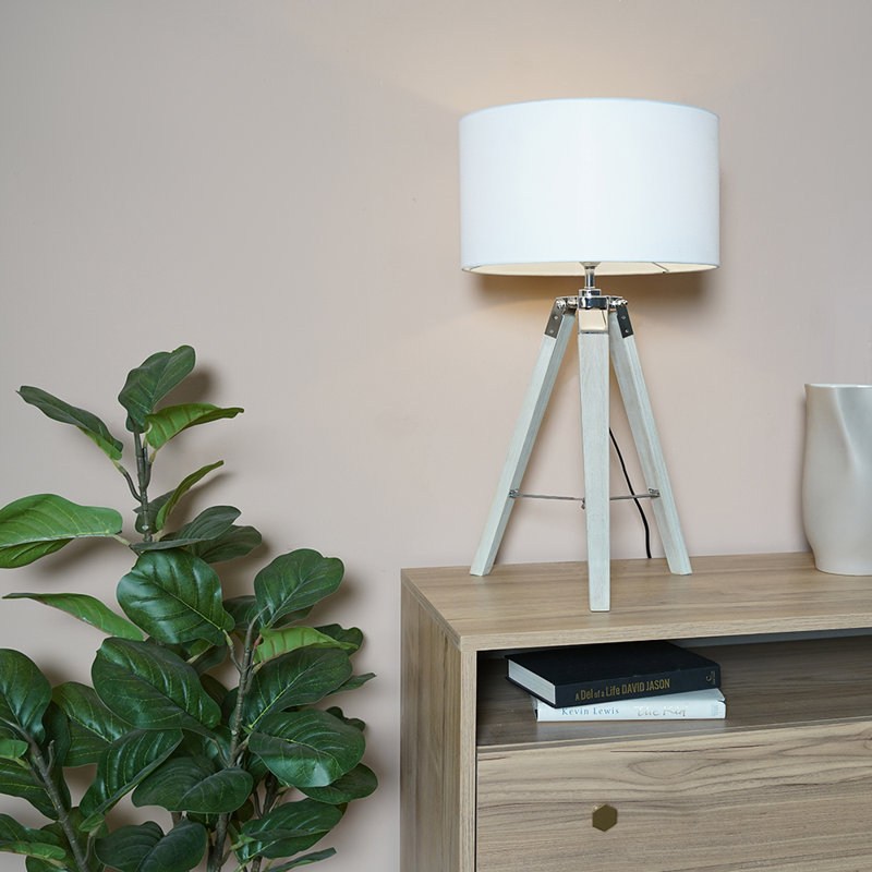 Bella Vista Wood Tripod Lamp, White