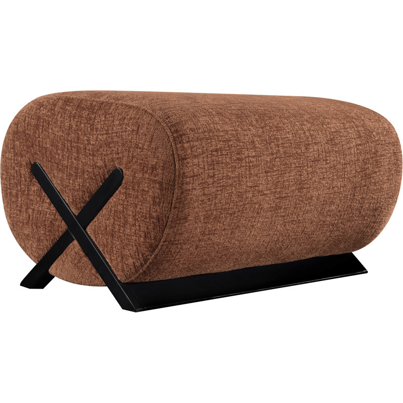 Repose-pieds Akira, Tissu de polyester cognac, Noir