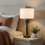 Lampe de table moderne en métal noir 28 ''