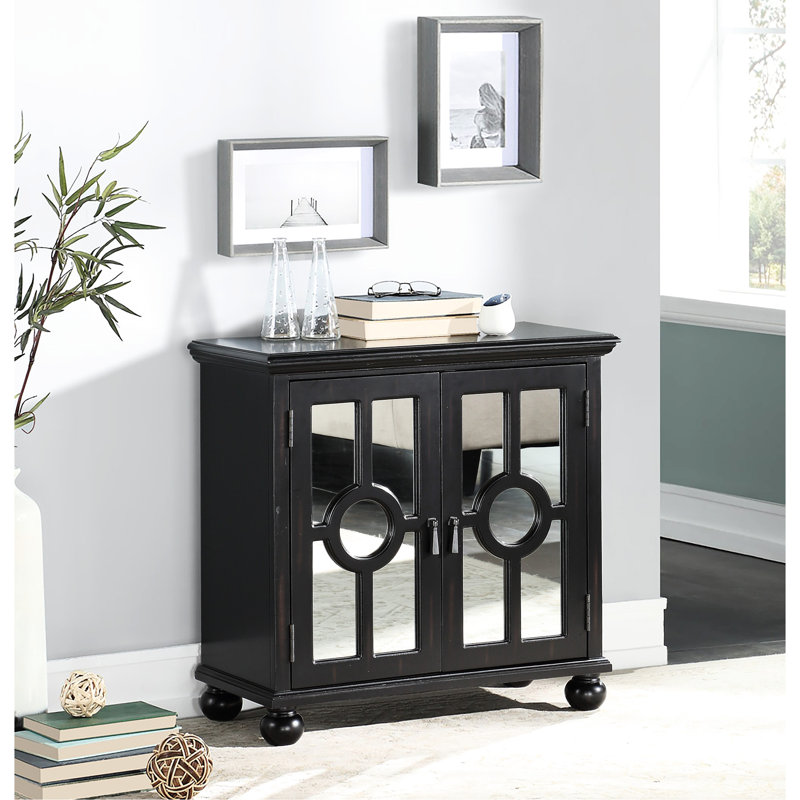 Armoire moderne en bois traditionnel, noir antique, portes miroir, rangement intérieur à 1 tablette, finition noire, bois, portes