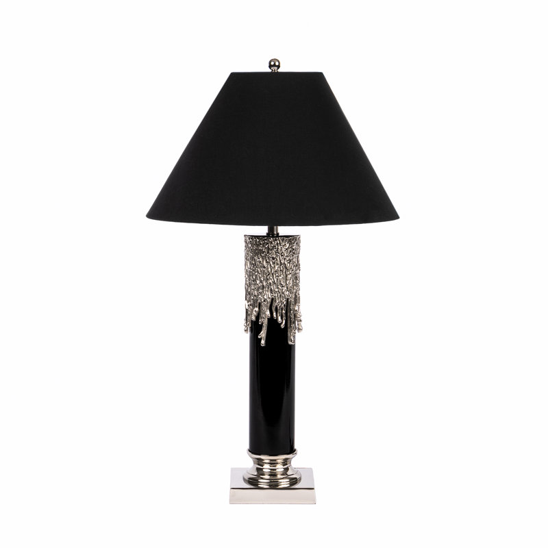Melted Candle Cylinder Base Table Lamp, Silver