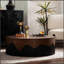 Table basse ronde fabriquée à la main avec une véritable texture d'écorce et un piédestal robuste pour un décor de salon élégant-613039085