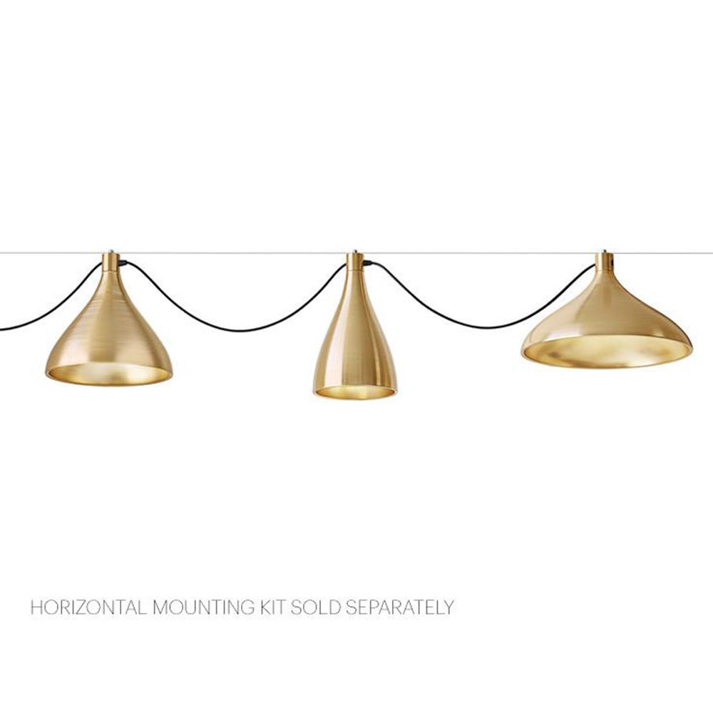 Swell Dimmable 3-Light Pendant, Brass, 140" H x 110" W x 24" D