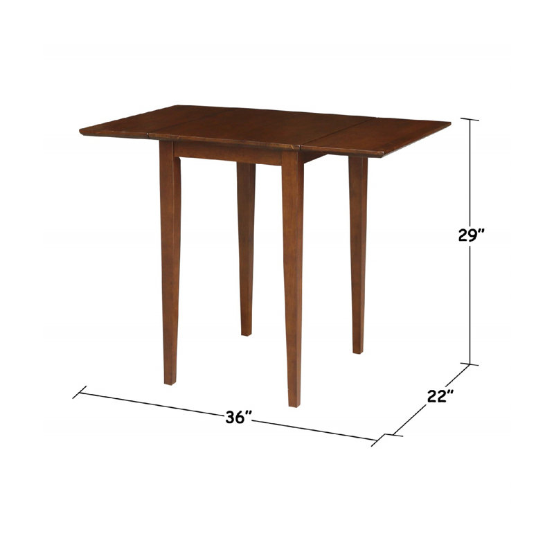 Small Dining Table With Dual 9" Drop Leaf, Dimensions 36"W X 22"D X 29"H, Espresso