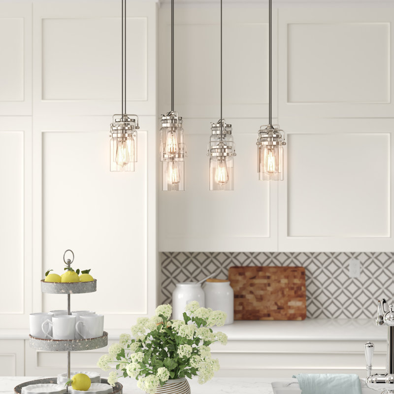 8 - Light Cluster Pendant, Brushed Nickel