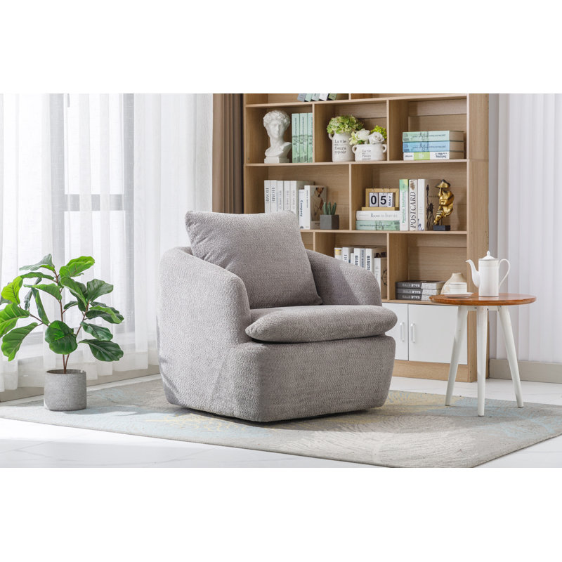 Fauteuil pivotant en chenille de 32,48 po de largeur Anneliese, Gris chenille