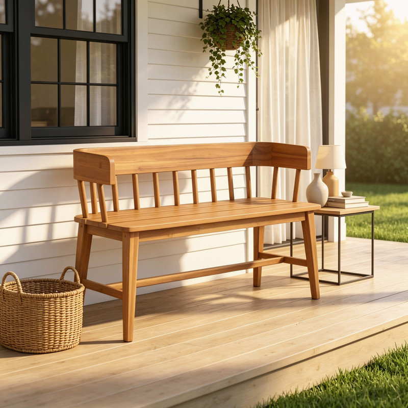 Banc de jardin en bois d'acacia massif à finition teck Bramley