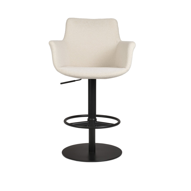 Tabouret à piston Bottega, Noir, Blanc cassé