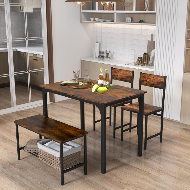 Huntsberry 4 - Person Dining Set, Rustic Brown
