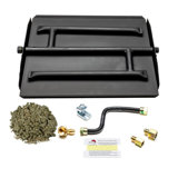 Triple Row Gas Burner Pan & Connection Kit - Powder Coated - Fire Pit or Fireplace- FREE Bonus Bag of Glowing Embers