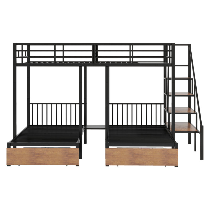 Triple Bunk Bed With Drawers And Staircase