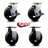 4 Piece Rubber on Cast Iron Caster Set with Roller Bearings
