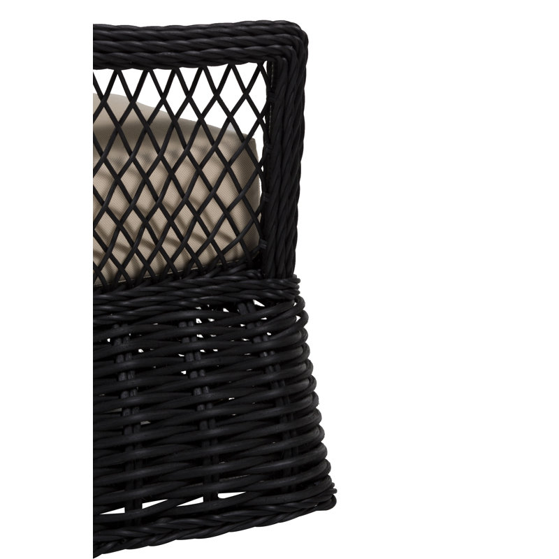 Soho Woven N-Dura Resin Wicker Outdoor Arm Chair, No Welt, Cabana Midnight Stripe Sunbrella®, Soho #0 Onyx