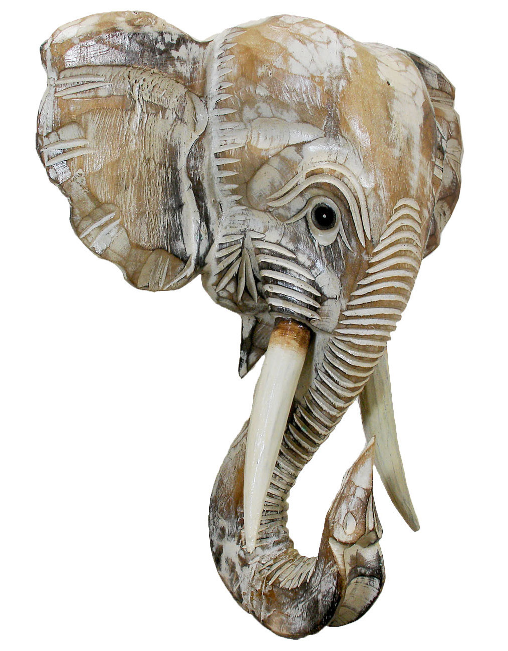 Wooden Elephant Head Wall Décor World Menagerie Finish: White, Size: 15.75 H x 15.15 W x 5.75 D