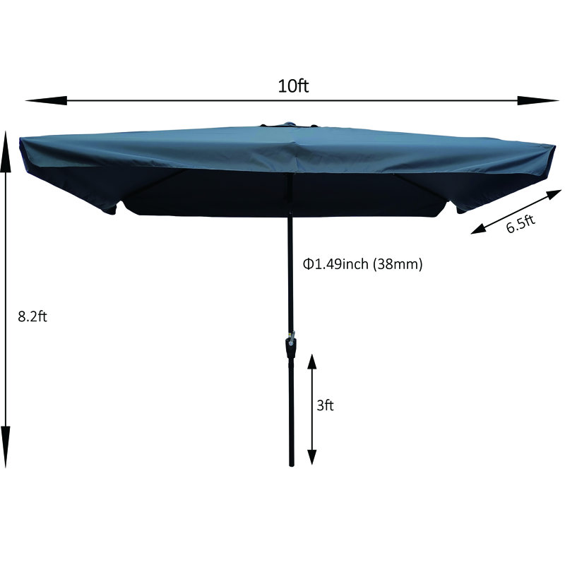 Swiney 120'' x 78'' Rectangular Market Umbrella, Anthracite