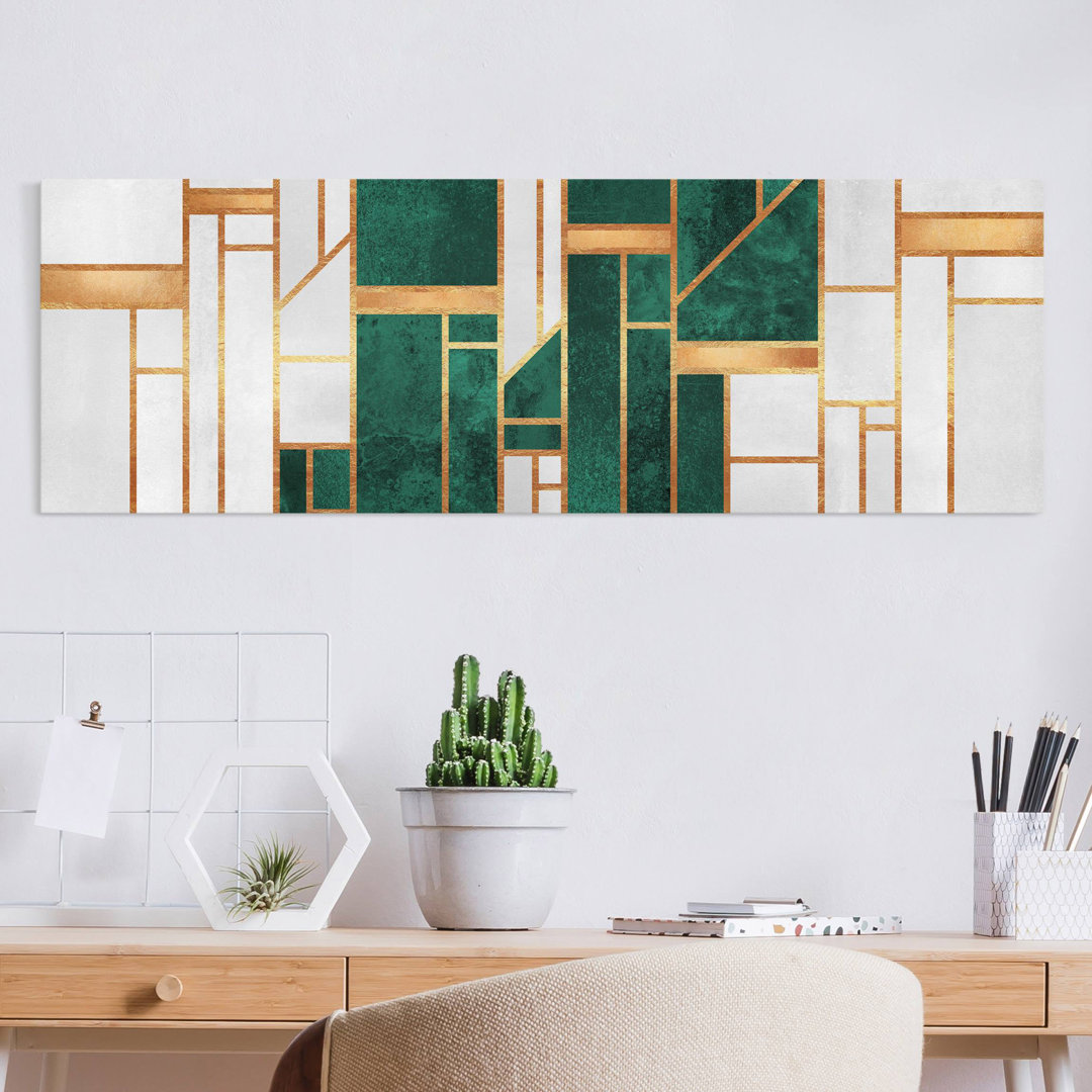 Leinwandbild Emerald und Gold Geometrie von Elisabeth Fredriksson