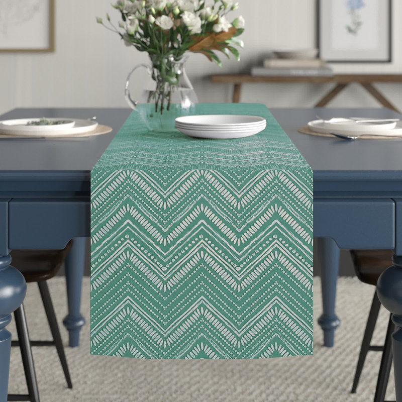 Chemin de table Westrick, Sarcelle, 72 po x 16 po, Minton Buffalo Check