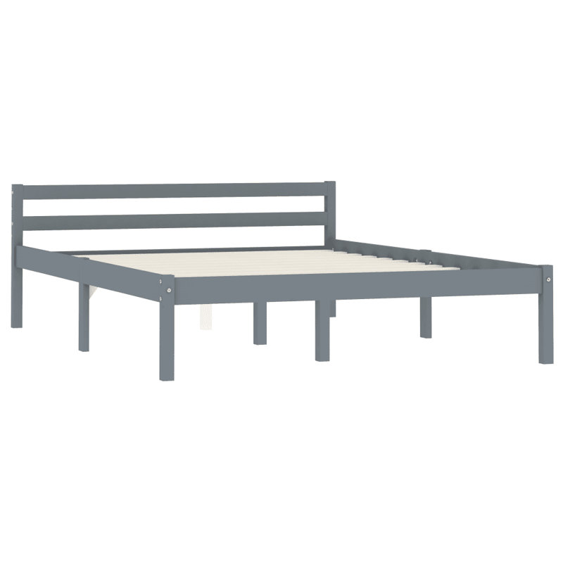 Aaryahi Solid Wood Bed, European Double (140 x 200 cm), Grey