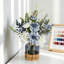 Artificial Dahlia Flower Arrangement In Glass Vase, Realistic Silk Floral Centerpiece For Home Office Table Decor, Includes Greenery And Succulents