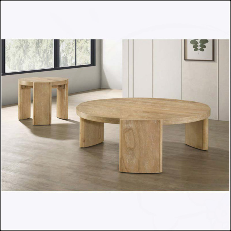 Table de bout ronde en bois 21 po avec finition en bois de grève, table d'appoint moderne et durable pour le salon