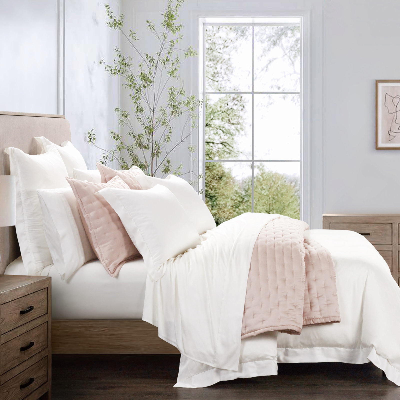 Riggi Lyocell Quilt Set, Blush, King Quilt + 2 King Shams
