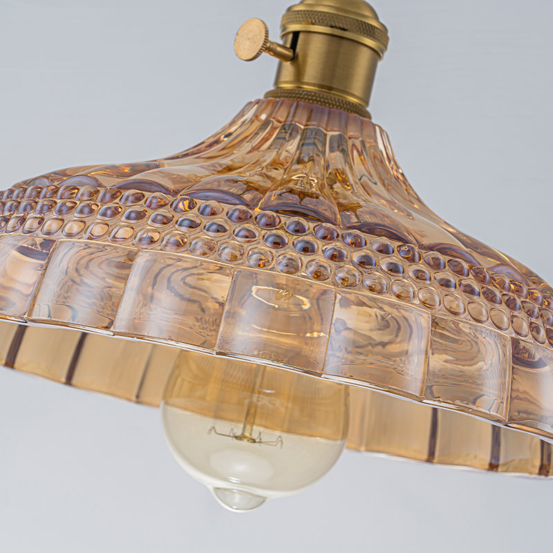10" Vintage 1-Light Lily-Shaded Glass Pendant Light