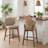 Mid-Century Modern Counter Stool, Fabric Upholstered Barstool with Wingback, Armless Counter Height Bar Stool With Wood Legs, Metal Footrest, For Kitchen Island Bar Counter, Khaki, Set of 2-124580351-124825000
