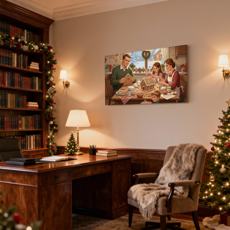Ensemble de 3 reproductions d'art sur toile de Noël en famille, H 12 po x l 18 po