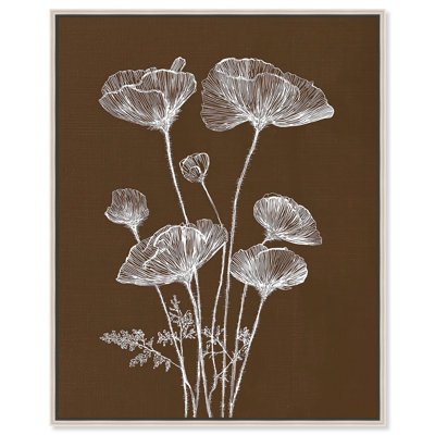 White Poppy III Canvas Print Boho Rustic Wall Art by Art Remedy, Silver Frame, 16 x 20