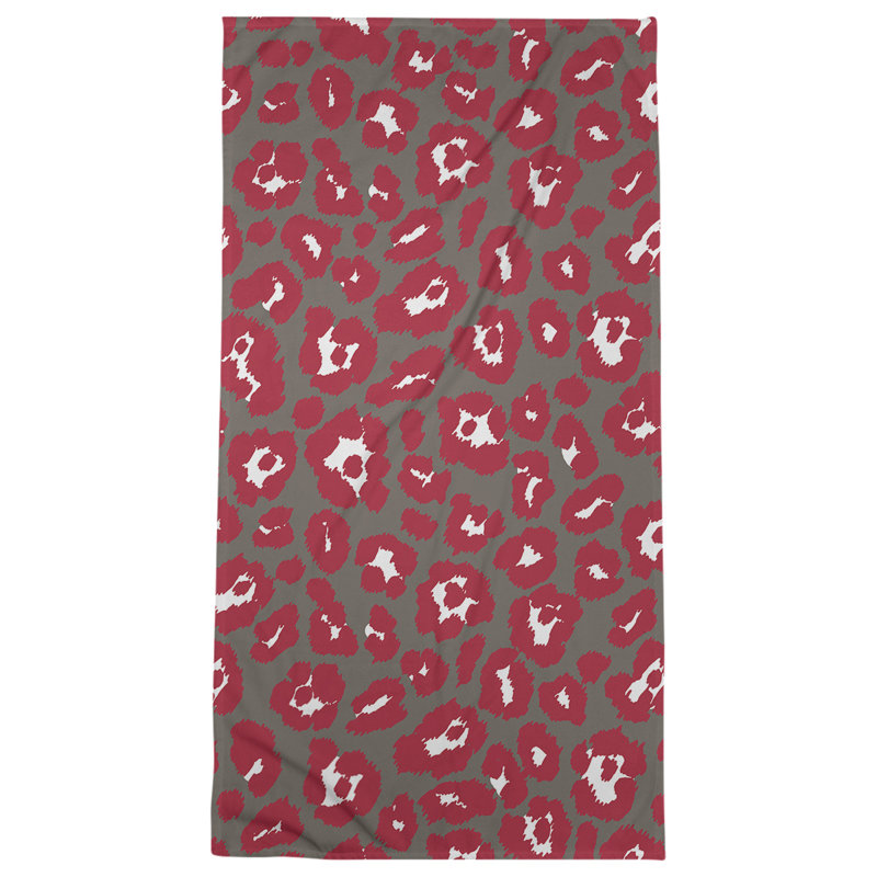 Serviette de plage Holderness, Mélange polyester-coton, Étain / blanc / rouge