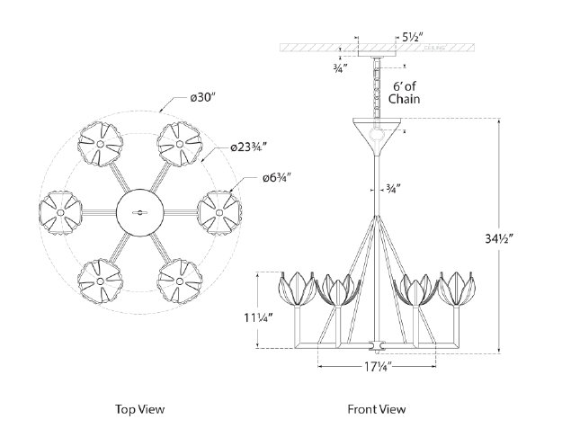 Julie Neill Alberto Small Single Tier Chandelier, Antique Gold Leaf
