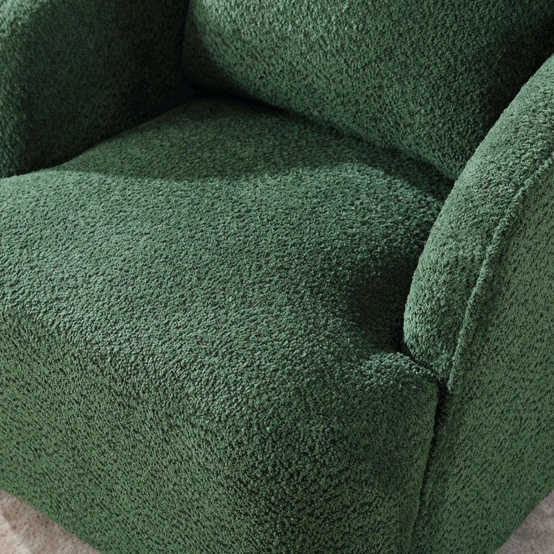 Dalbert 30.3'' Wide Swivel Barrel Chair, Green 100% Polyester