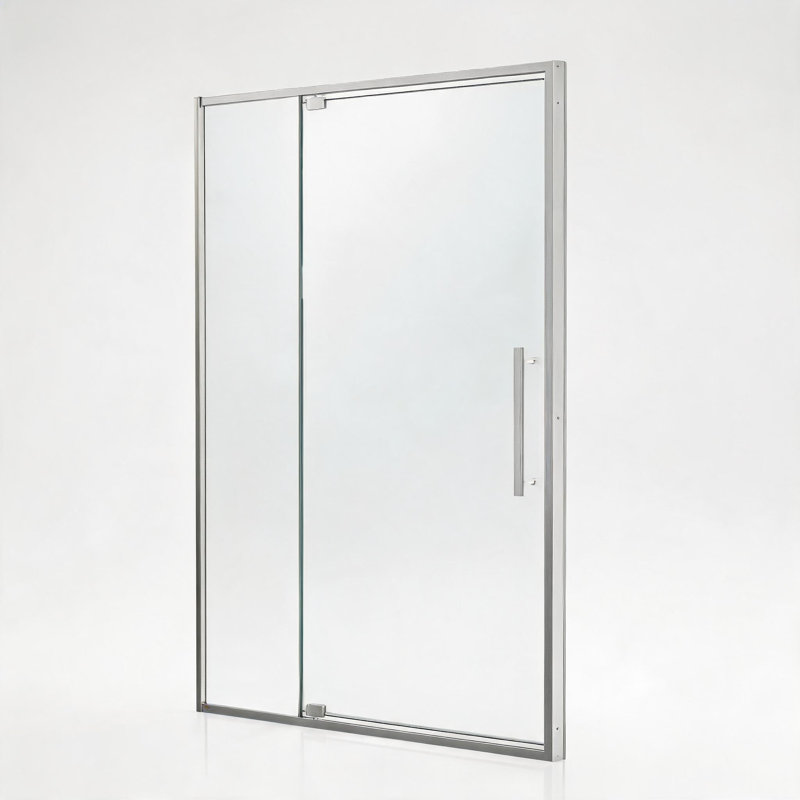 Porte de douche pivotante en alliage d'aluminium nickelé brossé de 38 à 42 pouces avec verre trempé de 5/16 pouces et charnière à fermeture douce