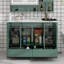 Ensemble de meuble-lavabo vert 48 po avec lavabo en céramique, armoire de rangement abondante, 4 portes à fermeture en douceur et 2 tiroirs-116561914