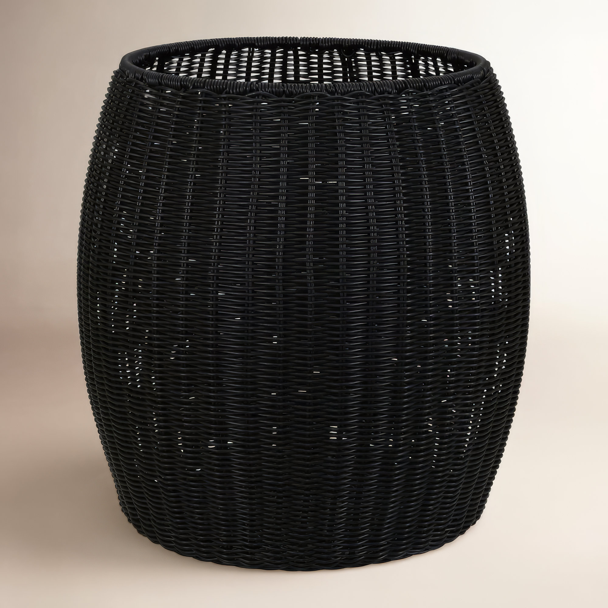Baudette Handwoven Resin Barrel Side Table, Multicolor, Black