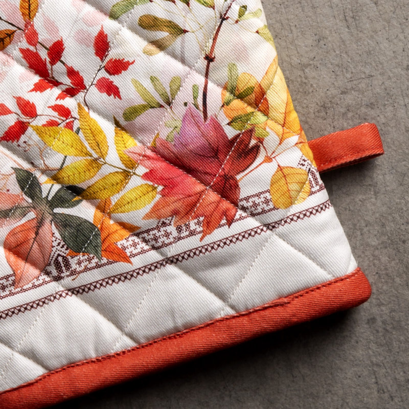 Maison D' Hermine Amarante Floral Cotton Potholder & Oven Mitt Set
