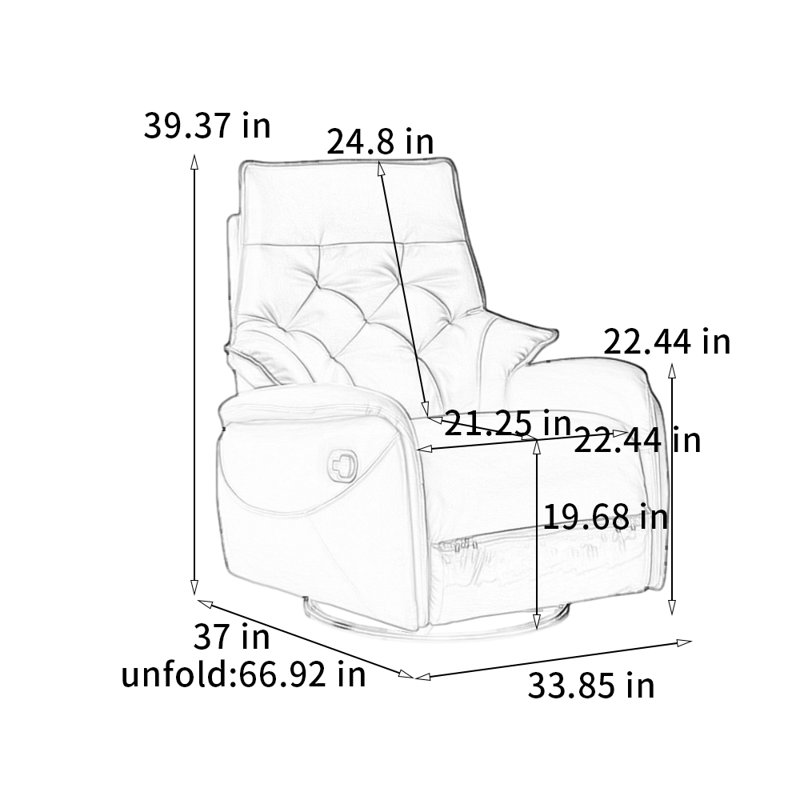 Fauteuil inclinable pivotant à 360 °, Noir