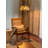Japanese-style metal and rattan floor lamp