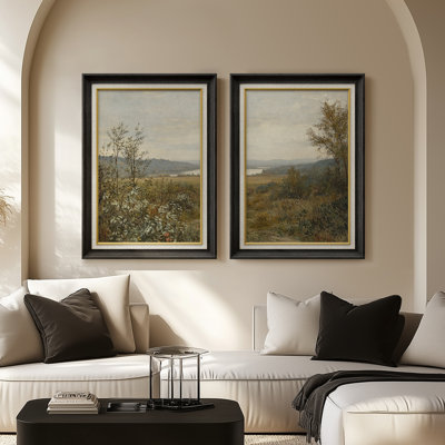 Ensemble de 2 œuvres d'art encadrées de qualité supérieure sur toile de qualité supérieure avec cadre de 26 po x 36 po