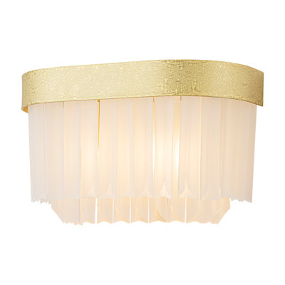 Geometric Gold Wall Sconce 2-Light with Triangle Frosted Glass, Modern Brass Fixture with Handmade Cracked Glass Texture, Hardwired for Bedroom, Hallway, Bathroom - ETL Listed