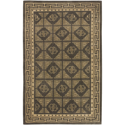 Tapis brun / brun clair en laine noué à la main